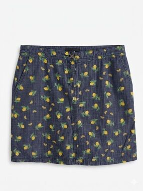 Karen Scott Lemon Print Chambray Skort Size 12 Fruitcore